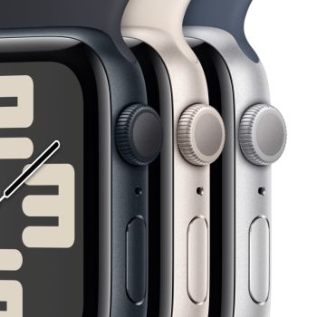 Apple Watch SE 2, 40 мм, корпус из алюминия серебристого цвета, спортивный ремешок цвета грозовой синий, GPS + Cellular, M/L